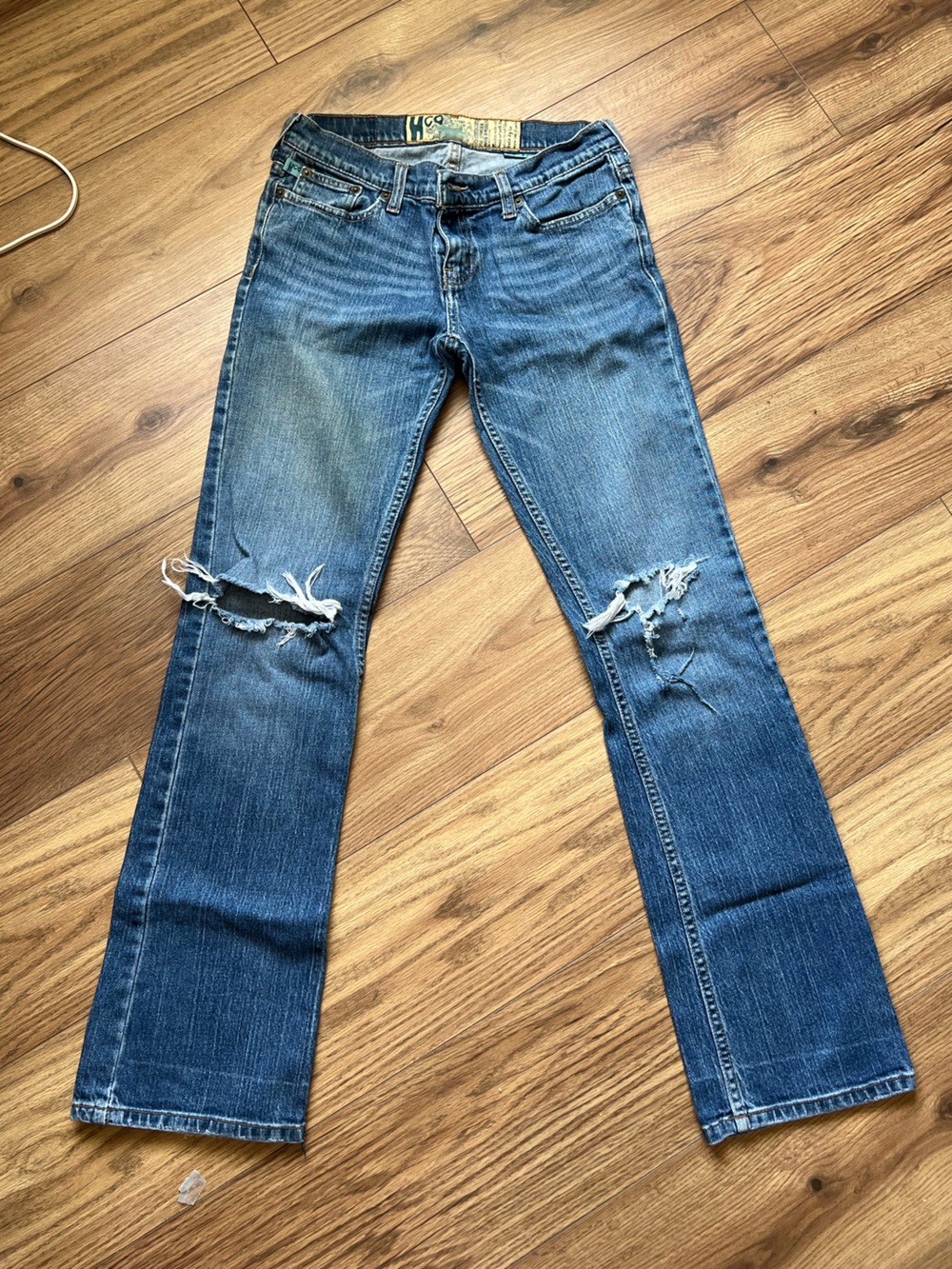 Hollister Vintage Y2K Distressed Blue Denim Bootcut Jeans